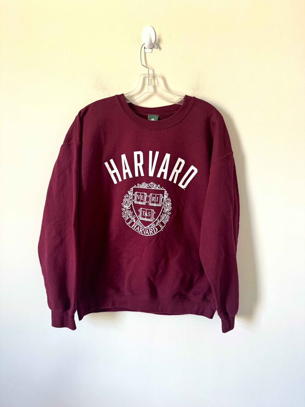 Ivysport Harvard Crew Neck Sweatshirt Maroon Red White Size Large